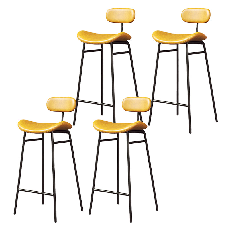 Modern Backrest Counter Stool Iron Cafe Bar Stool with Cushion and Pedal