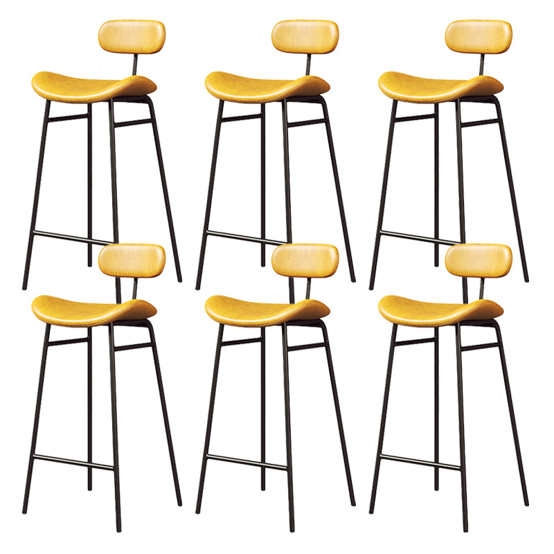 Modern Backrest Counter Stool Iron Cafe Bar Stool with Cushion and Pedal