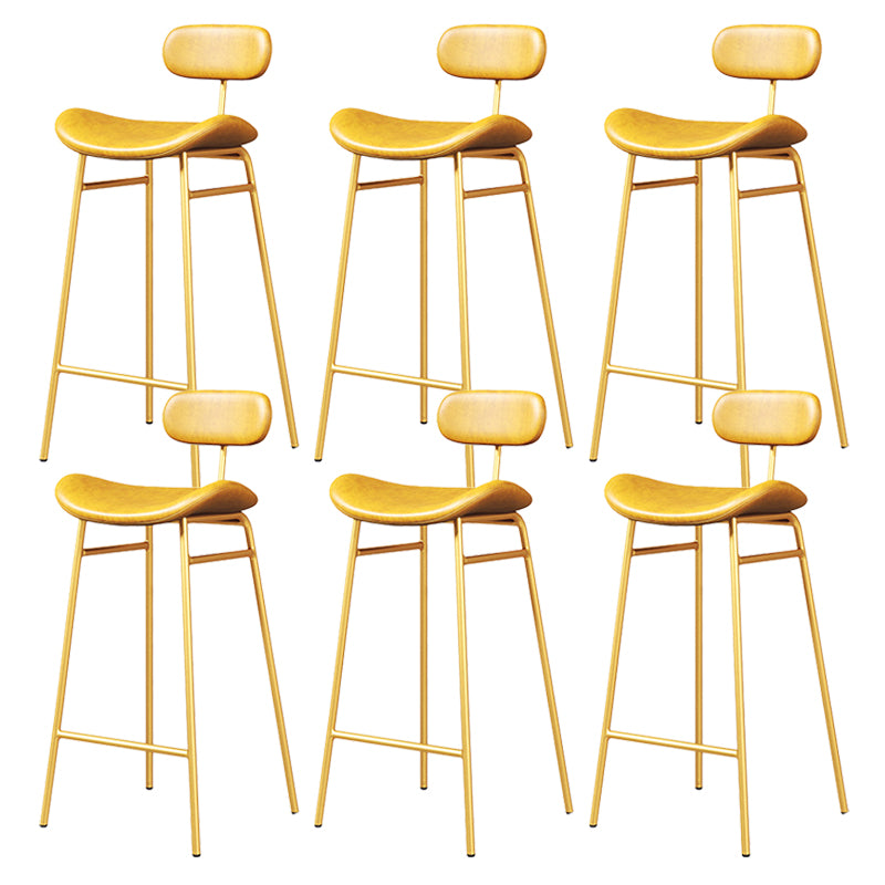 Modern Backrest Counter Stool Iron Cafe Bar Stool with Cushion and Pedal