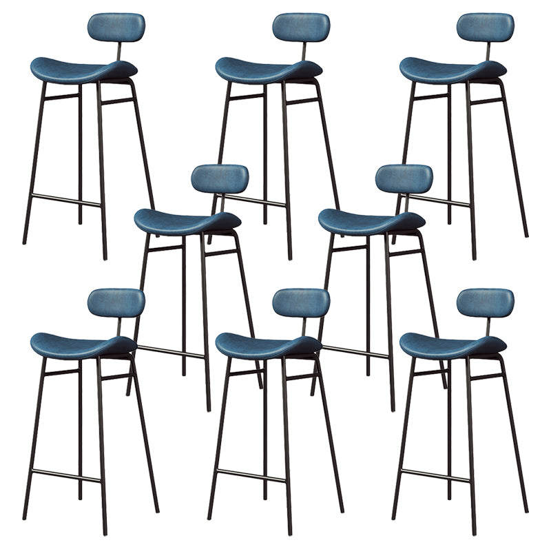 Modern Backrest Counter Stool Iron Cafe Bar Stool with Cushion and Pedal