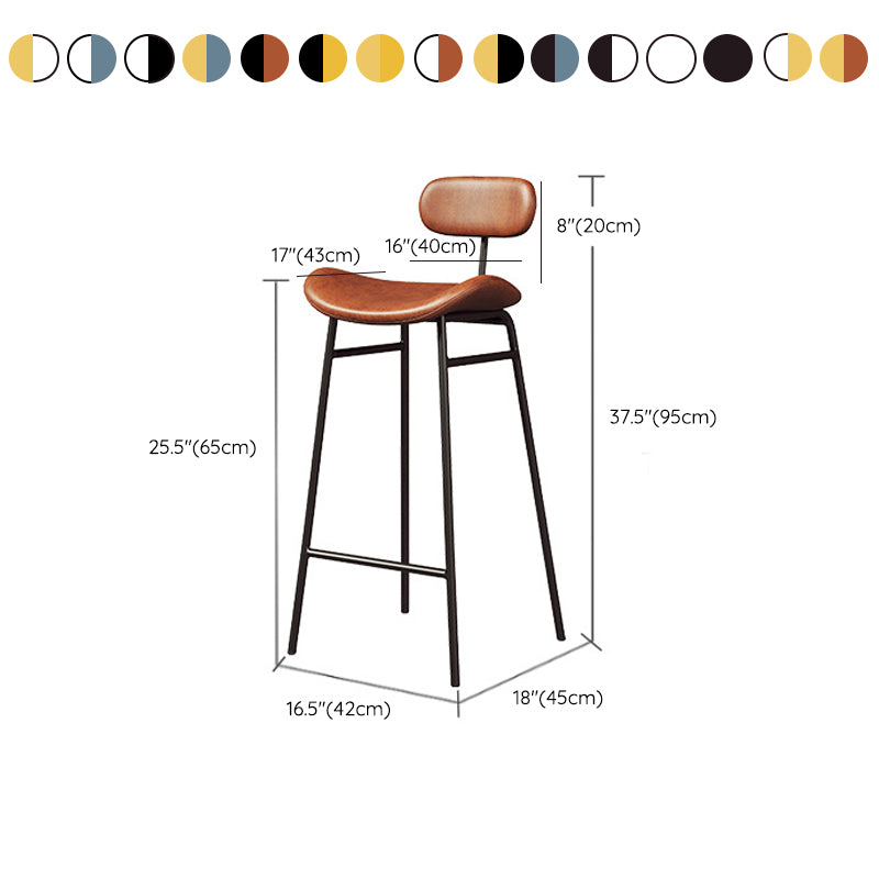 Modern Backrest Counter Stool Iron Cafe Bar Stool with Cushion and Pedal
