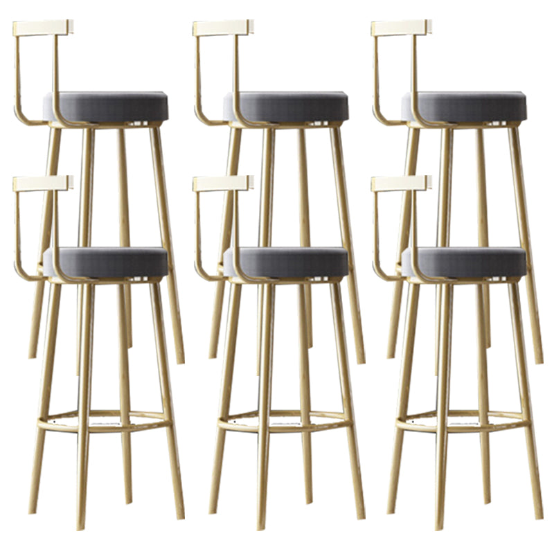 Glam Armless Backrest Counter Stool Iron Bar Stool with Cushion and Pedal for Cafe