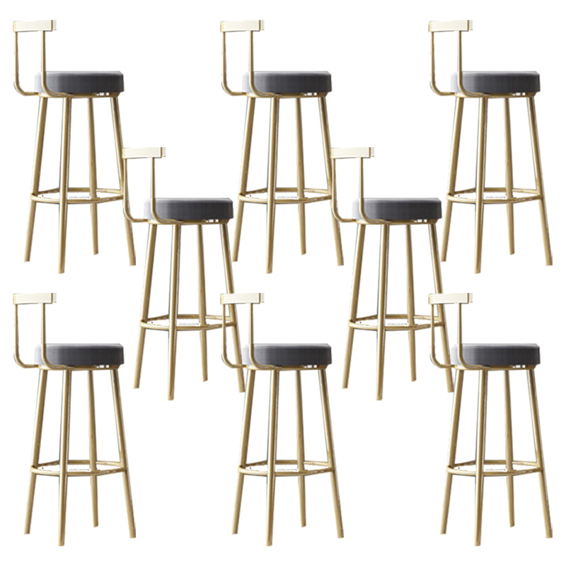 Glam Armless Backrest Counter Stool Iron Bar Stool with Cushion and Pedal for Cafe