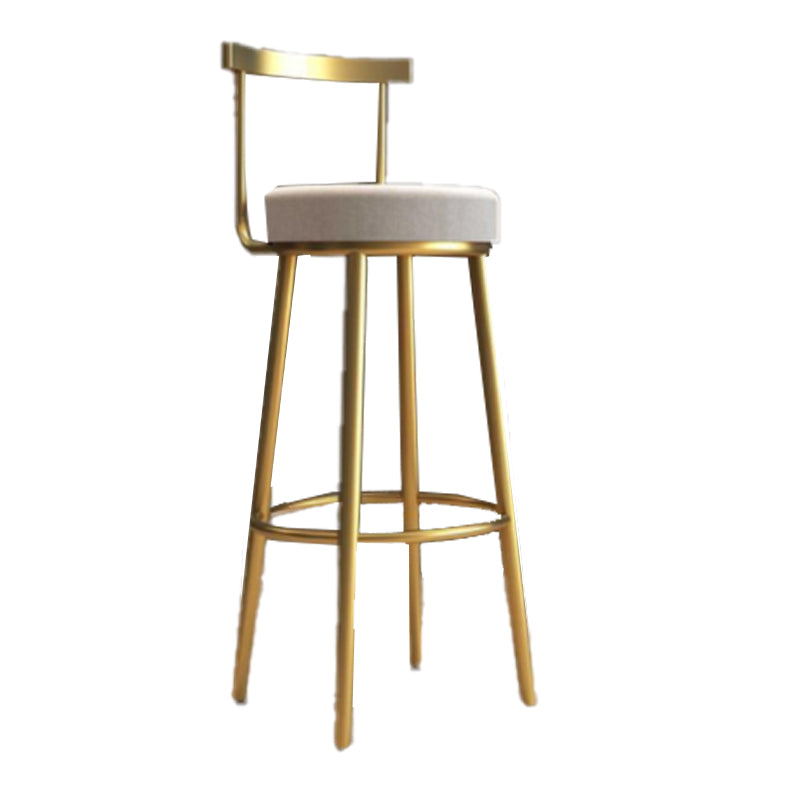 Glam Armless Backrest Counter Stool Iron Bar Stool with Cushion and Pedal for Cafe