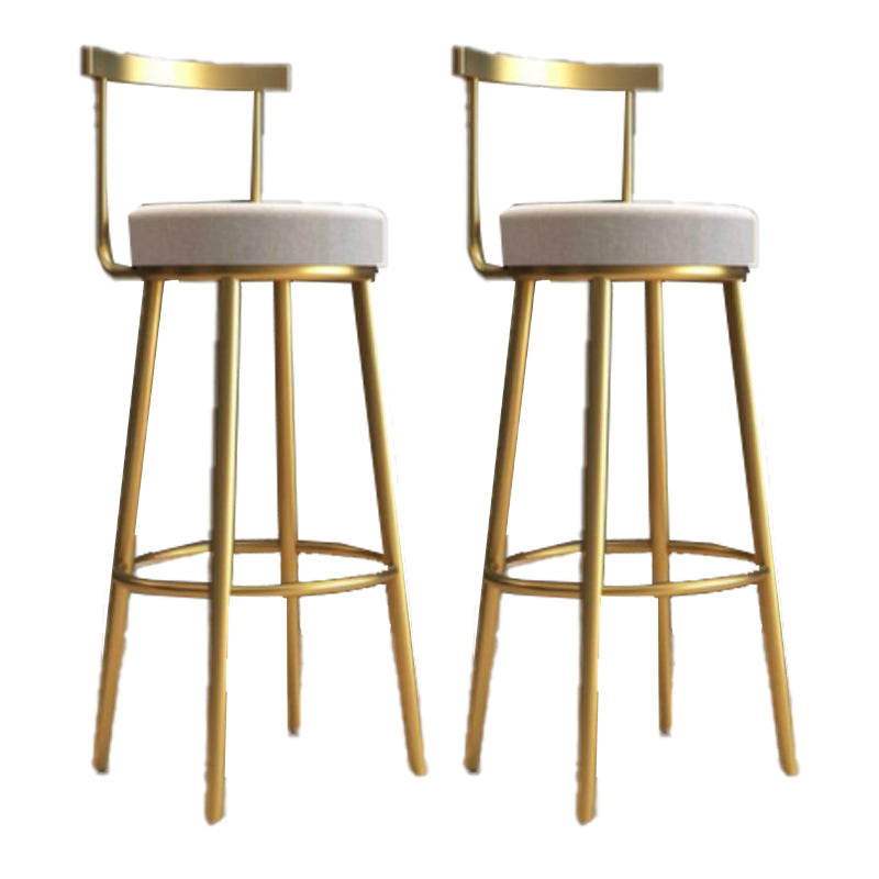 Glam Armless Backrest Counter Stool Iron Bar Stool with Cushion and Pedal for Cafe