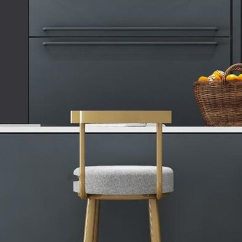 Glam Armless Backrest Counter Stool Iron Bar Stool with Cushion and Pedal for Cafe