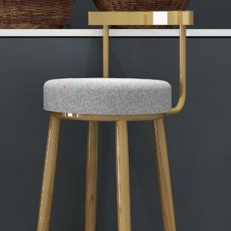 Glam Armless Backrest Counter Stool Iron Bar Stool with Cushion and Pedal for Cafe