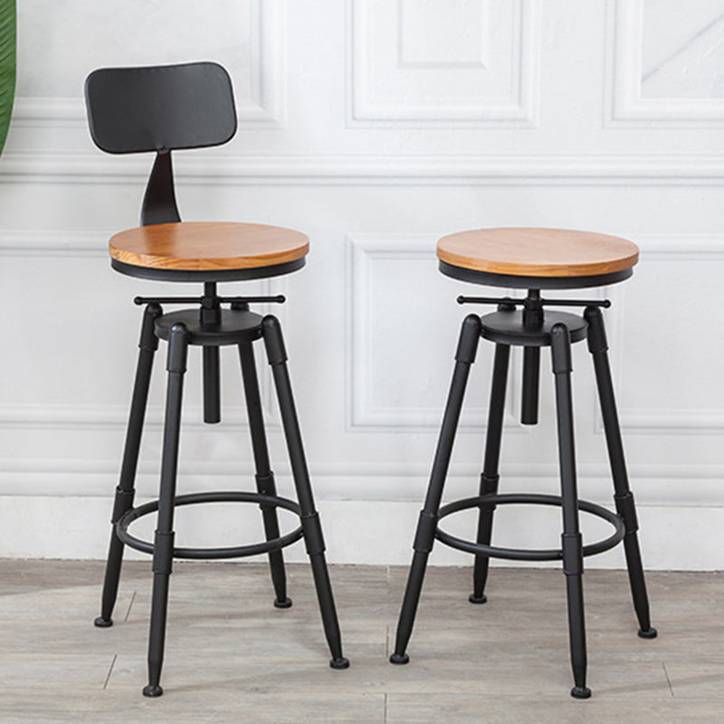 Industrial Armless Elevatable Counter Stool Iron Bar Stool with Pedal for Cafe