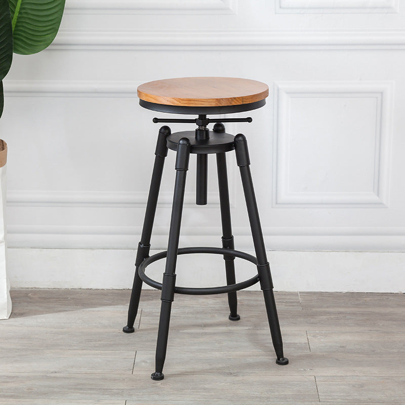 Industrial Armless Elevatable Counter Stool Iron Bar Stool with Pedal for Cafe
