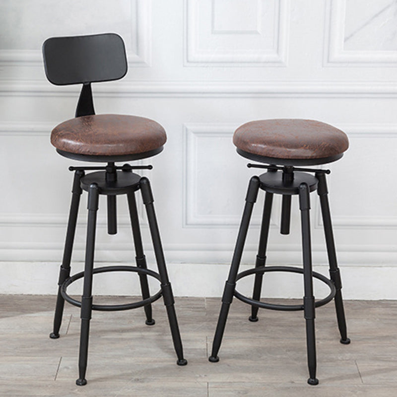 Industrial Armless Elevatable Counter Stool Iron Bar Stool with Pedal for Cafe