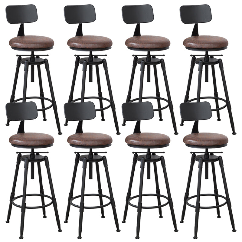 Industrial Armless Elevatable Counter Stool Iron Bar Stool with Pedal for Cafe
