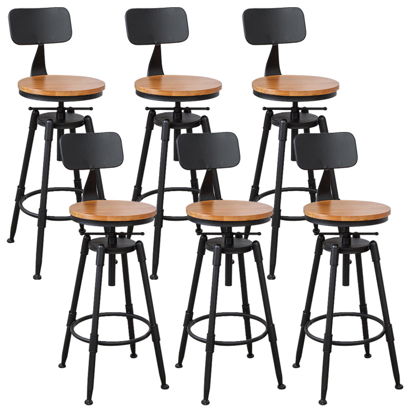Industrial Armless Elevatable Counter Stool Iron Bar Stool with Pedal for Cafe