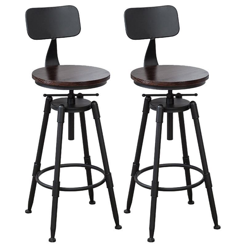 Industrial Armless Elevatable Counter Stool Iron Bar Stool with Pedal for Cafe