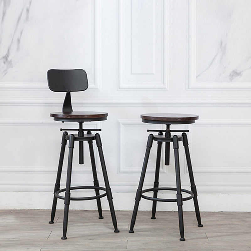 Industrial Armless Elevatable Counter Stool Iron Bar Stool with Pedal for Cafe