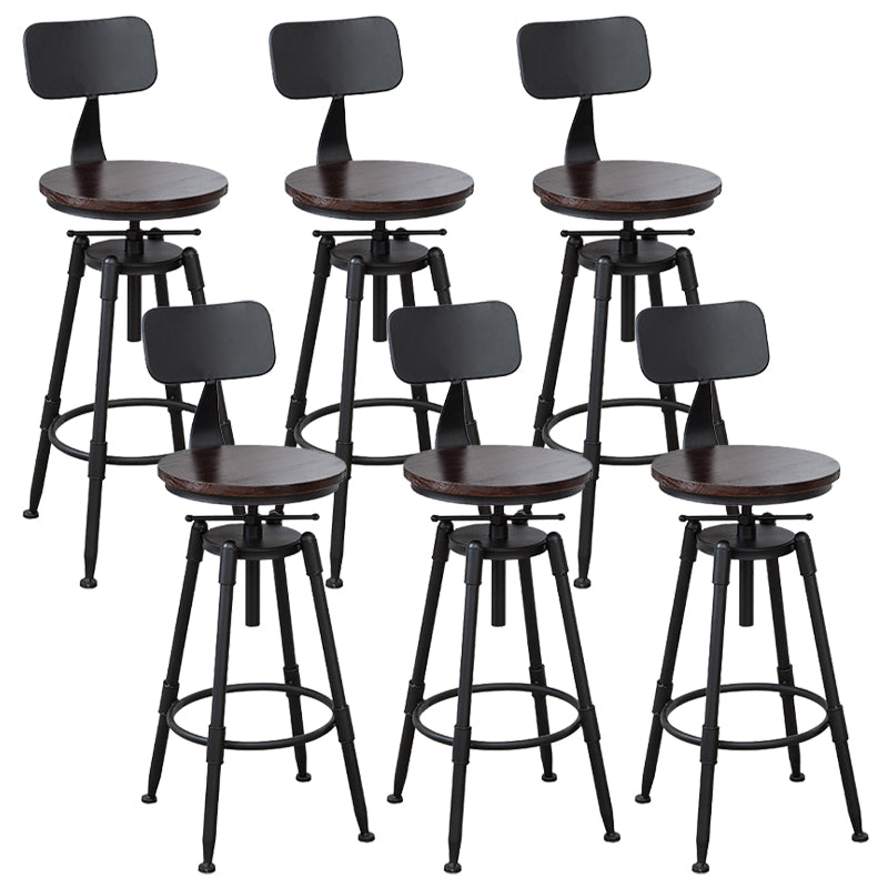 Industrial Armless Elevatable Counter Stool Iron Bar Stool with Pedal for Cafe