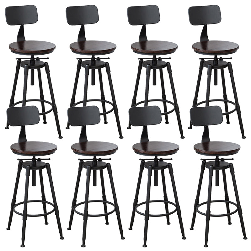 Industrial Armless Elevatable Counter Stool Iron Bar Stool with Pedal for Cafe