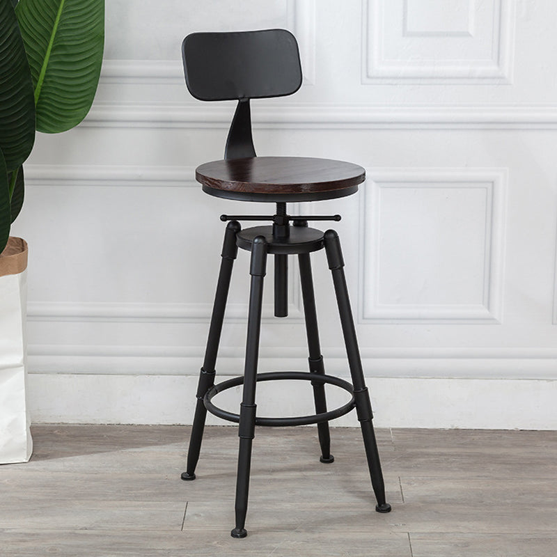 Industrial Armless Elevatable Counter Stool Iron Bar Stool with Pedal for Cafe