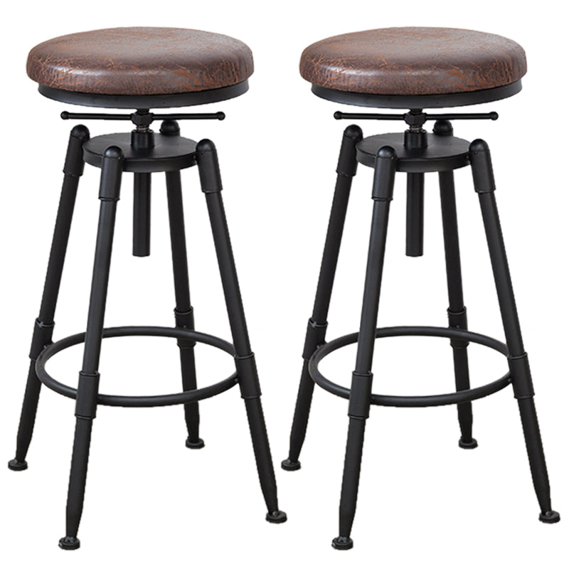 Industrial Armless Elevatable Counter Stool Iron Bar Stool with Pedal for Cafe