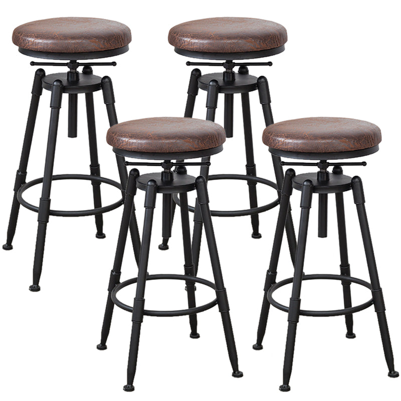 Industrial Armless Elevatable Counter Stool Iron Bar Stool with Pedal for Cafe