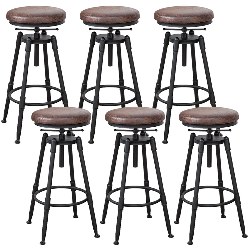Industrial Armless Elevatable Counter Stool Iron Bar Stool with Pedal for Cafe