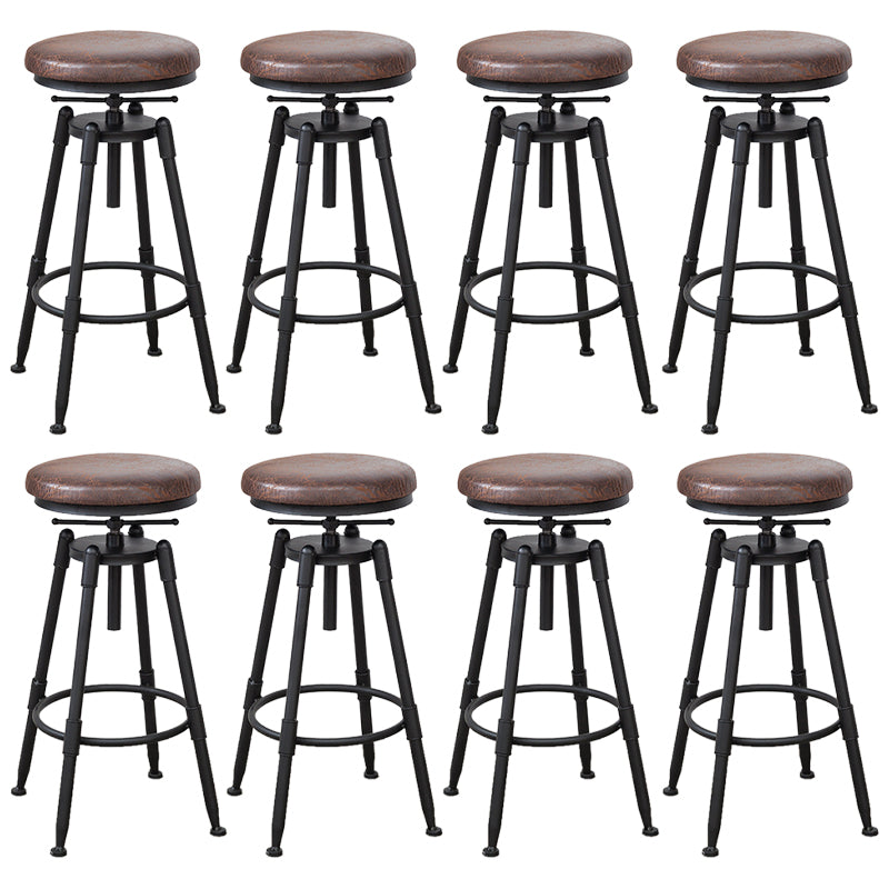 Industrial Armless Elevatable Counter Stool Iron Bar Stool with Pedal for Cafe