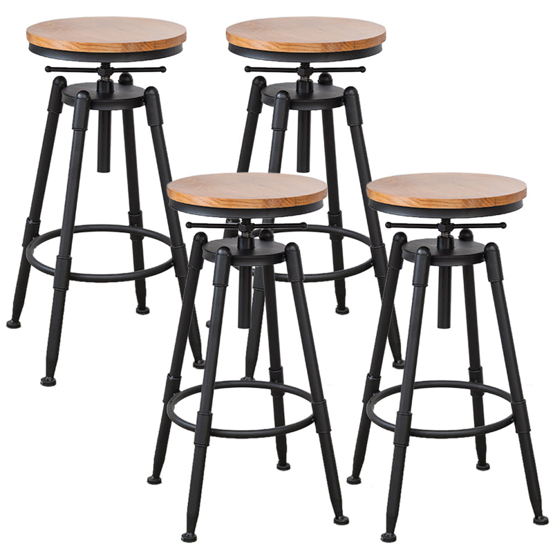 Industrial Armless Elevatable Counter Stool Iron Bar Stool with Pedal for Cafe