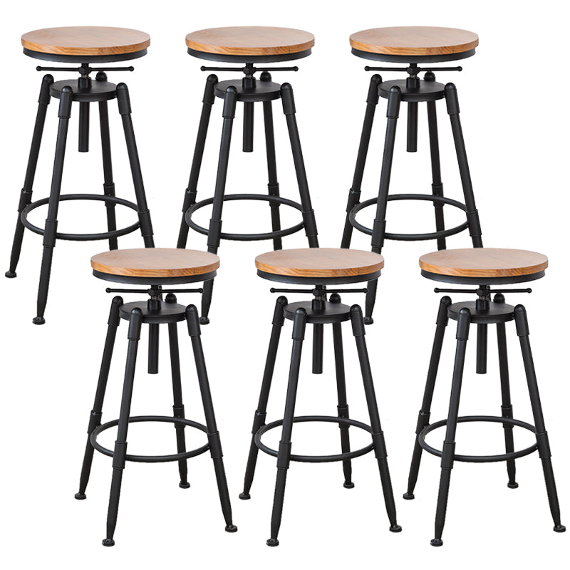 Industrial Armless Elevatable Counter Stool Iron Bar Stool with Pedal for Cafe