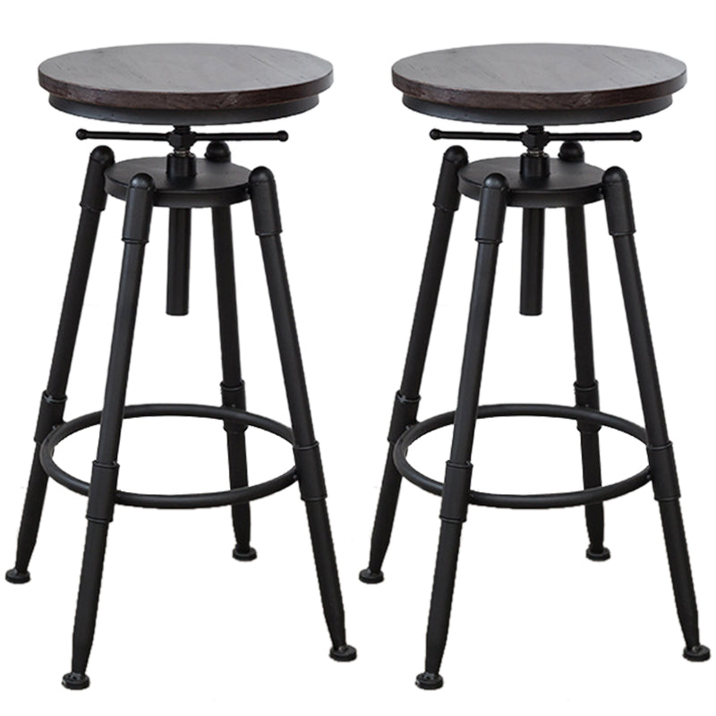 Industrial Armless Elevatable Counter Stool Iron Bar Stool with Pedal for Cafe