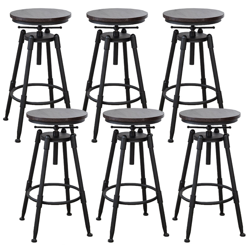 Industrial Armless Elevatable Counter Stool Iron Bar Stool with Pedal for Cafe