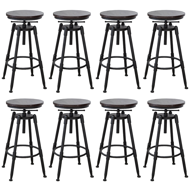 Industrial Armless Elevatable Counter Stool Iron Bar Stool with Pedal for Cafe