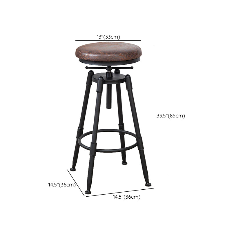 Industrial Armless Elevatable Counter Stool Iron Bar Stool with Pedal for Cafe