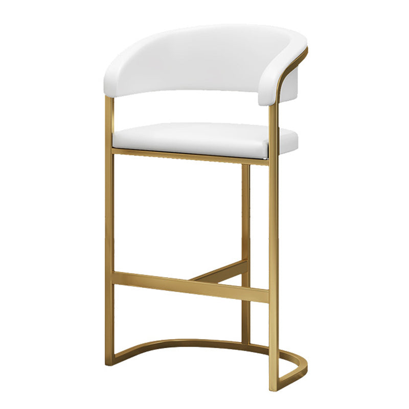 Glam Armrest Backrest Counter Stool Iron Bar Stool with Leather Cushion and Pedal