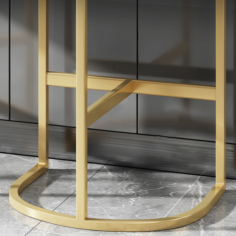 Glam Armrest Backrest Counter Stool Iron Bar Stool with Leather Cushion and Pedal