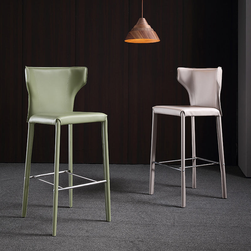 Glam Leather Counter Height Stools Low Back Bar Stools for Indoor