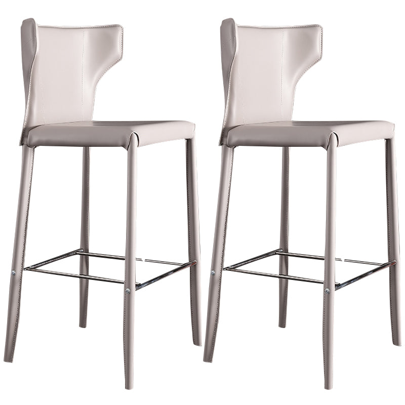 Glam Leather Counter Height Stools Low Back Bar Stools for Indoor