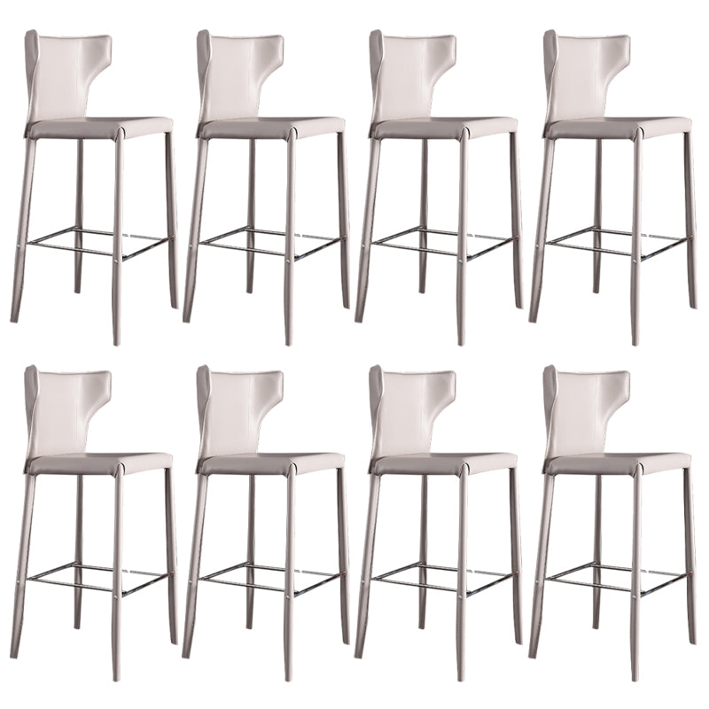 Glam Leather Counter Height Stools Low Back Bar Stools for Indoor