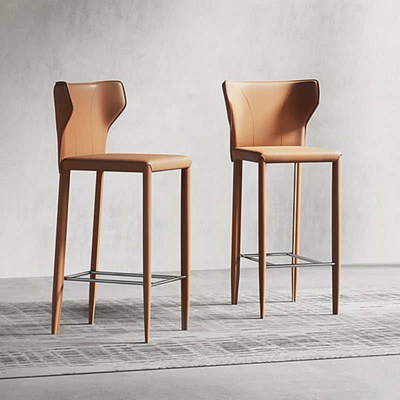 Glam Leather Counter Height Stools Low Back Bar Stools for Indoor