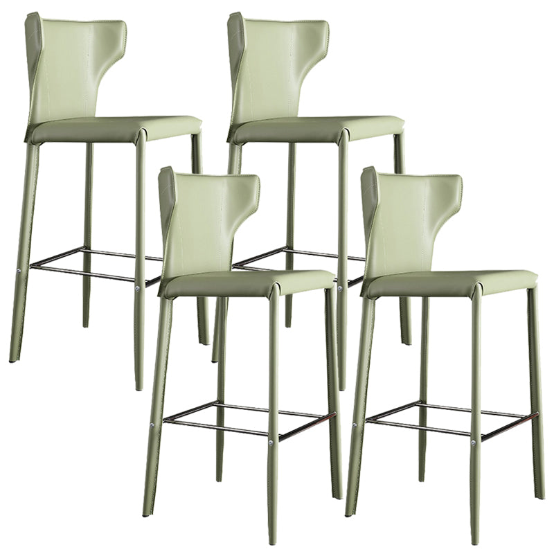 Glam Leather Counter Height Stools Low Back Bar Stools for Indoor