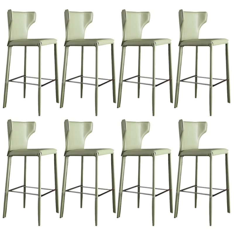 Glam Leather Counter Height Stools Low Back Bar Stools for Indoor