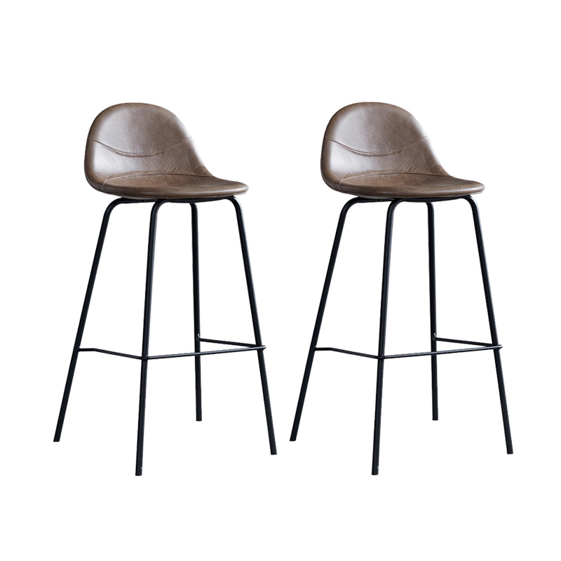 Leather Bar Stool Modern Backrest Counter Stool for Bristol with Metal Base
