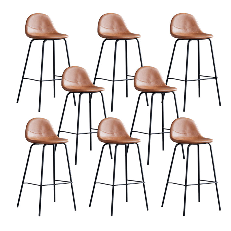 Leather Bar Stool Modern Backrest Counter Stool for Bristol with Metal Base