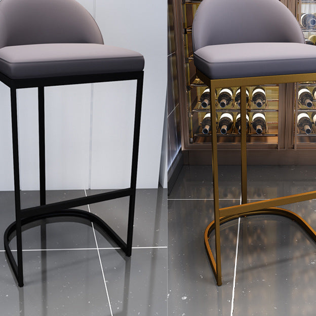 Contemporary Armless Dining Stools Metal Bar Stools with Footrest