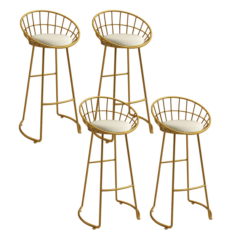 Contemporary Armless Dining Stools Metal Bar Stools with Footrest