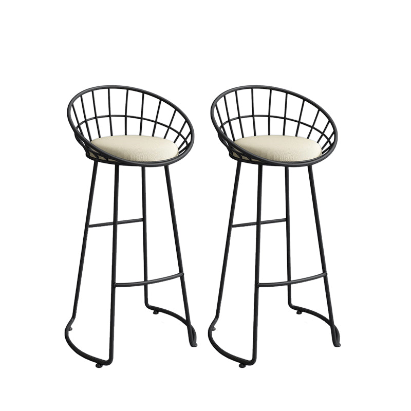 Contemporary Armless Dining Stools Metal Bar Stools with Footrest