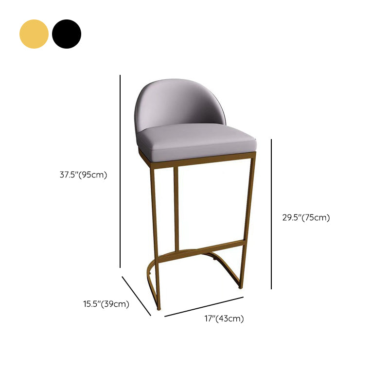 Contemporary Armless Dining Stools Metal Bar Stools with Footrest