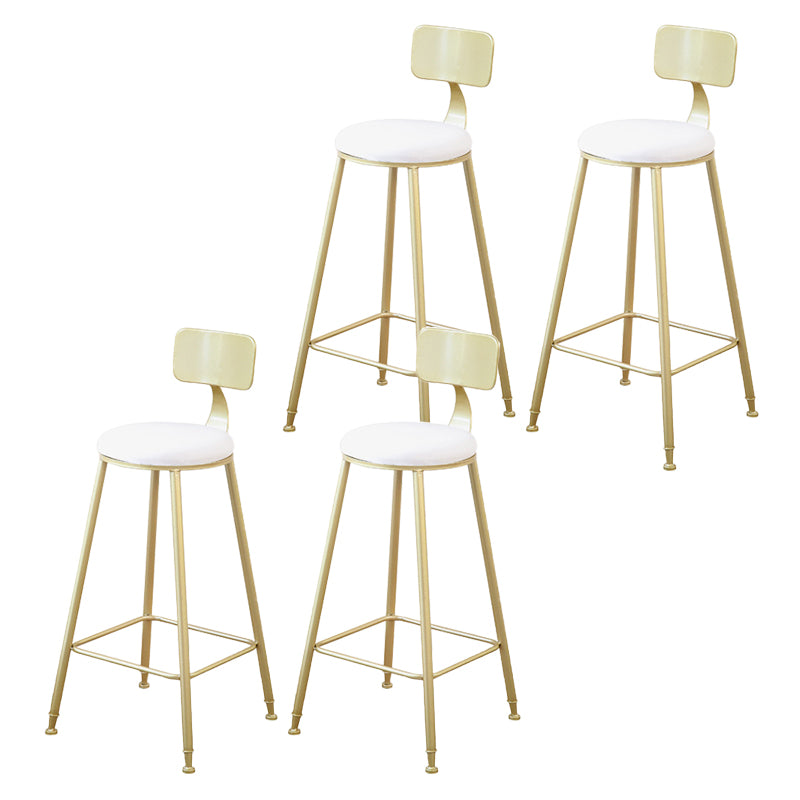 Glam Armless Bar Stool Gold Metal Base Dining Stool with Footrest