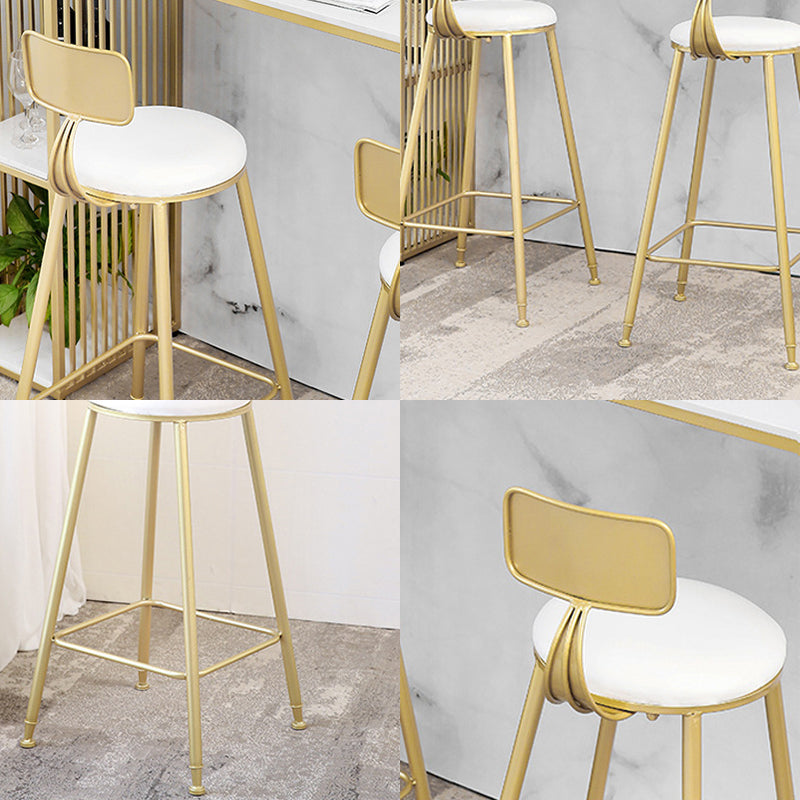 Glam Armless Bar Stool Gold Metal Base Dining Stool with Footrest