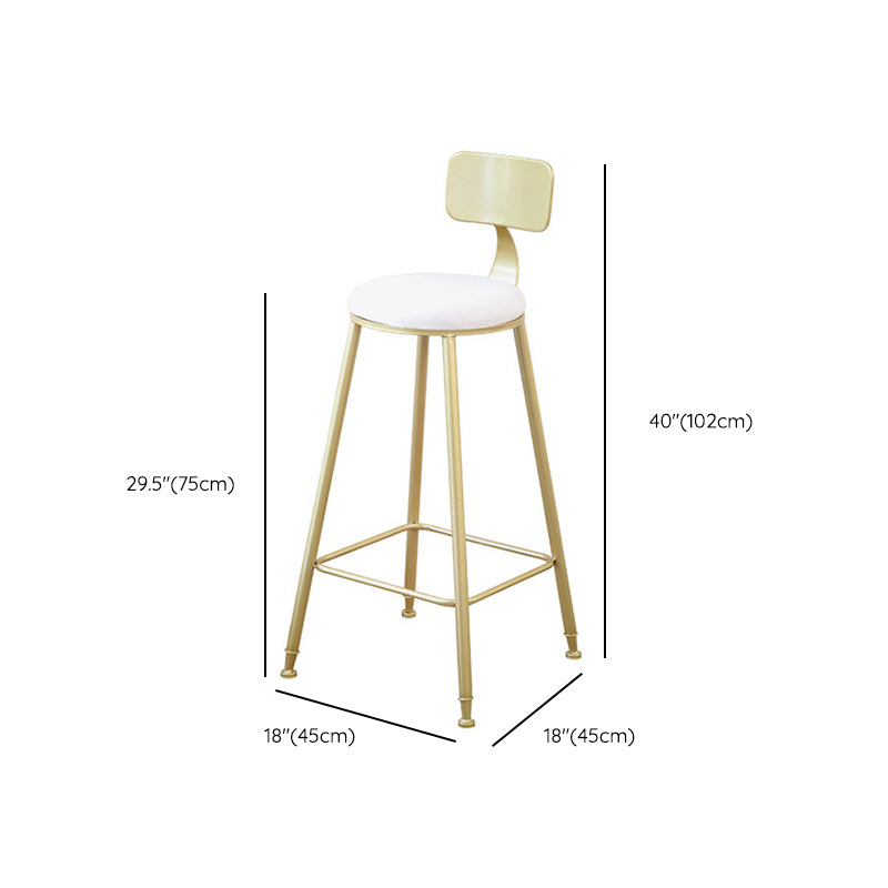 Glam Armless Bar Stool Gold Metal Base Dining Stool with Footrest