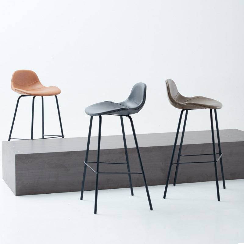 Leather Armless Bar Stool Modern Backrest Counter Stool for Dining Room