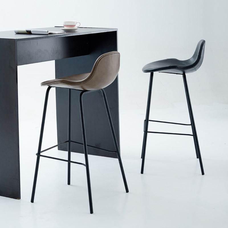Leather Armless Bar Stool Modern Backrest Counter Stool for Dining Room